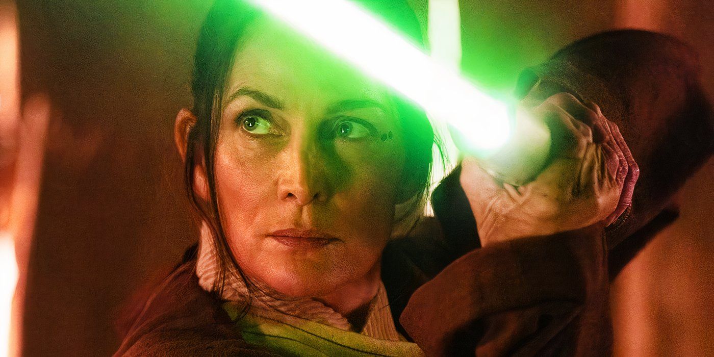Carrie Anne Moss With a Lightsaber in The Acolyte