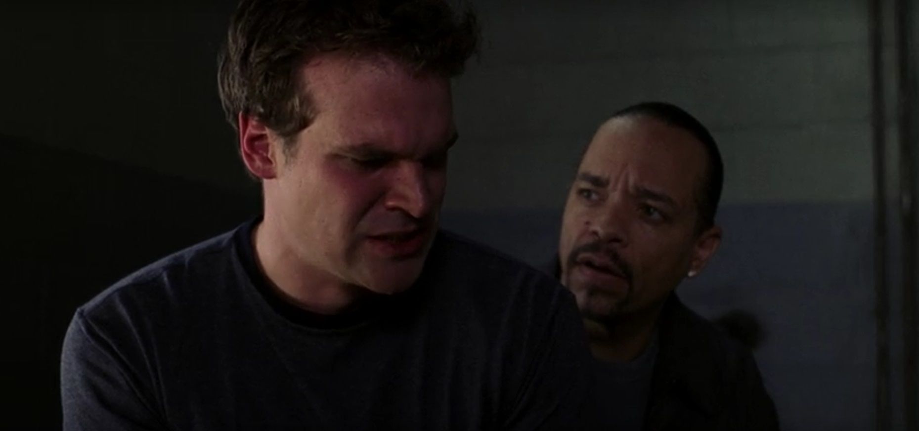 Terry Jessup (David Harbour) questioned by Fin Tutuola in the Law & Order: SVU episode "Dolls"