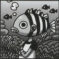 The image depicts a fish in the place of a person's head, which is the avatar Eiichiro Oda, the creator of One Piece, uses.