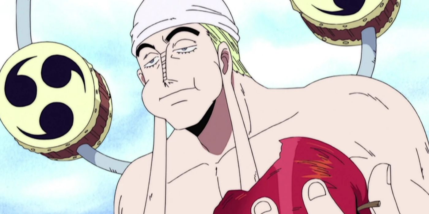 Enel eating an apple in One Piece