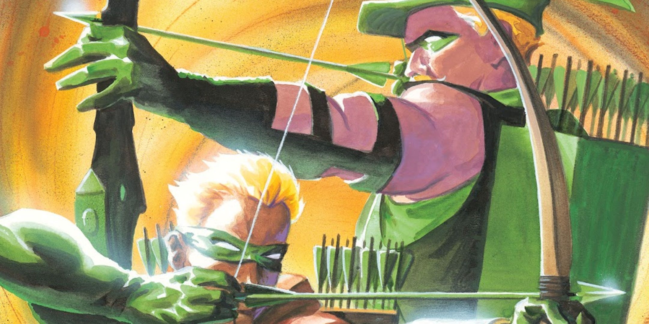 Green Arrow and his son, Connor Hawke