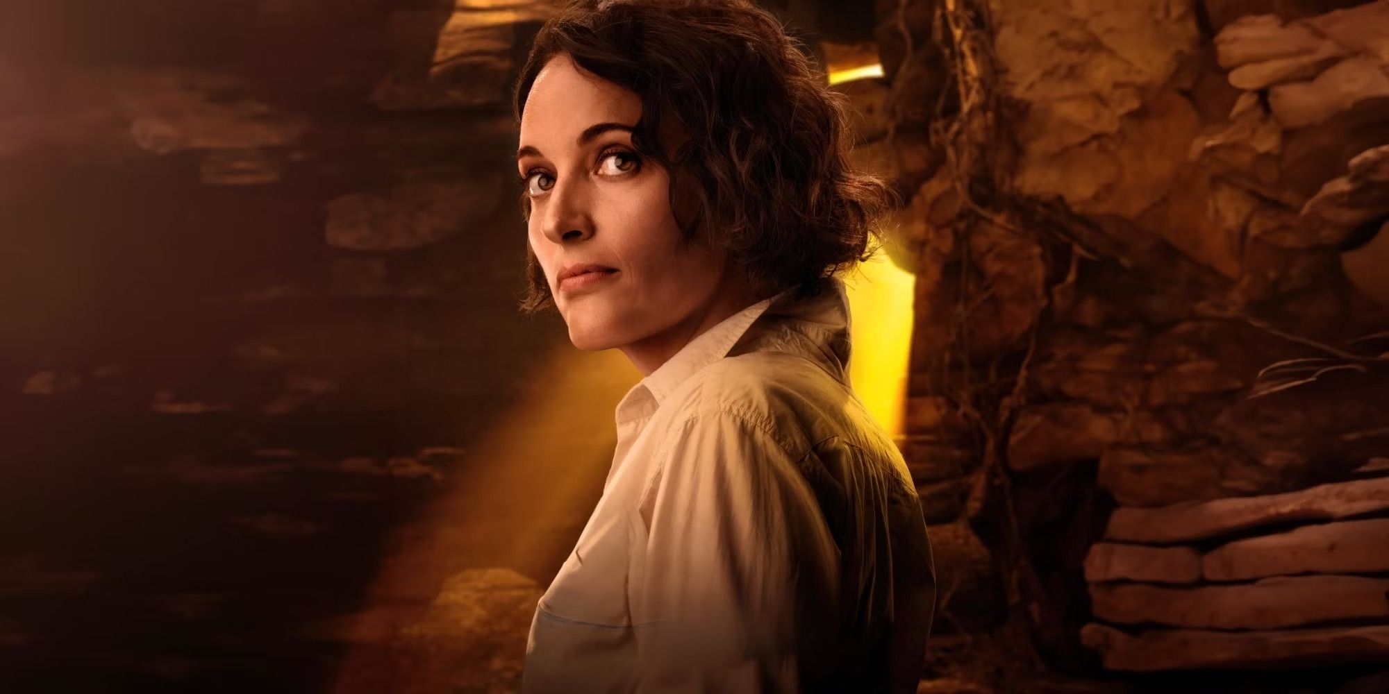 Helena Shaw from Indiana Jones and the Dial of Destiny looks into the camera. 