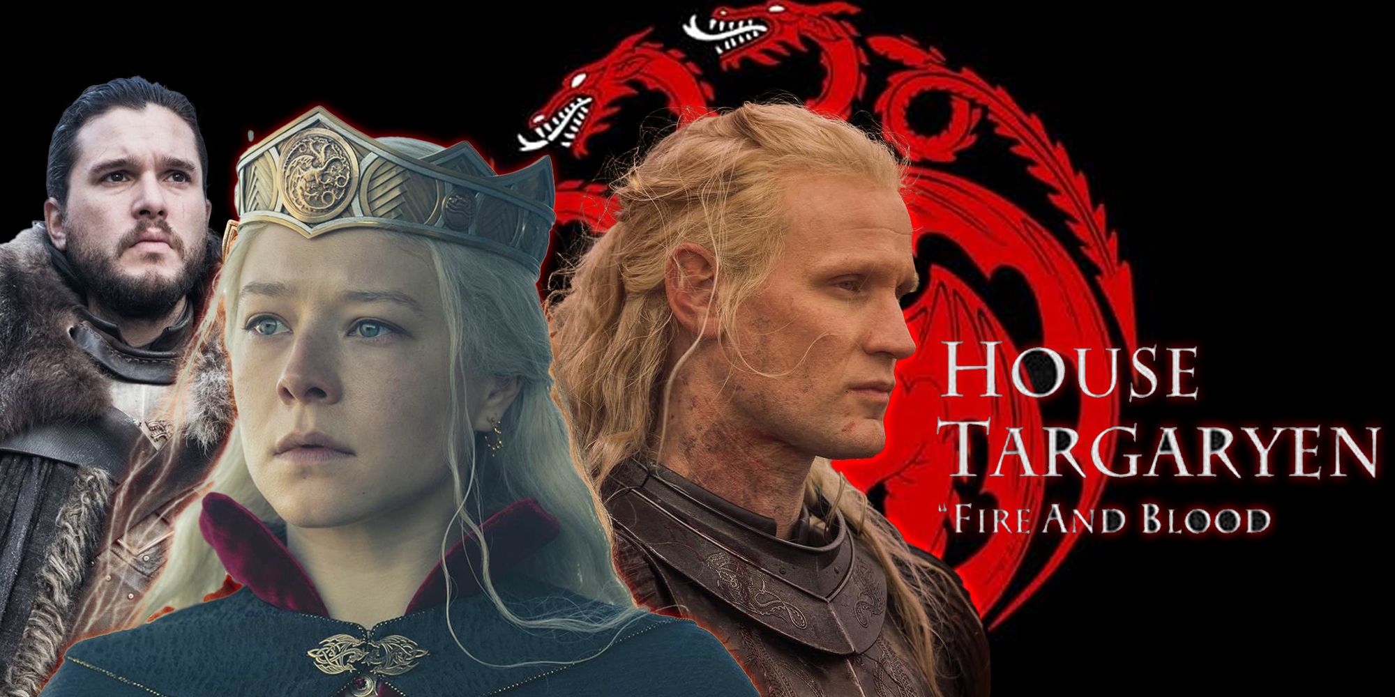 House Targaryen feature image with Jon Snow, Rhaenyra and Daemon