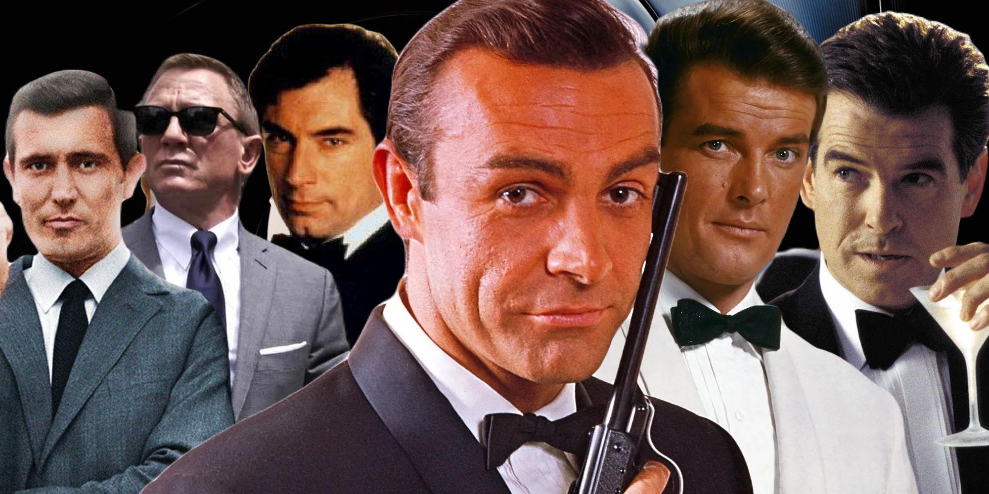 Six live-action James Bond actors together