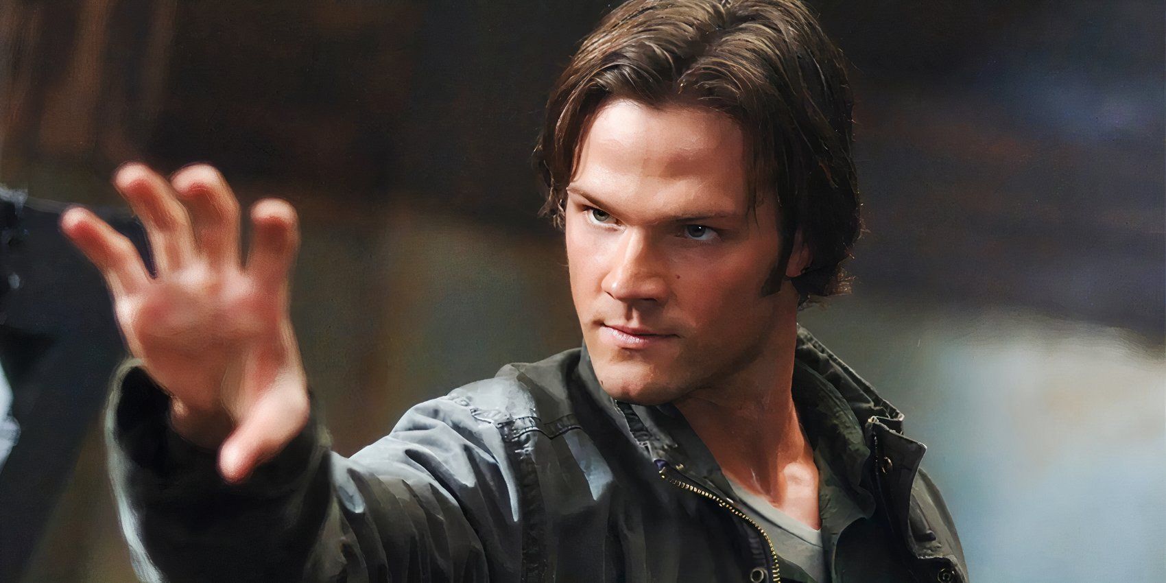 Jared Padelcki on Supernatural with hand out