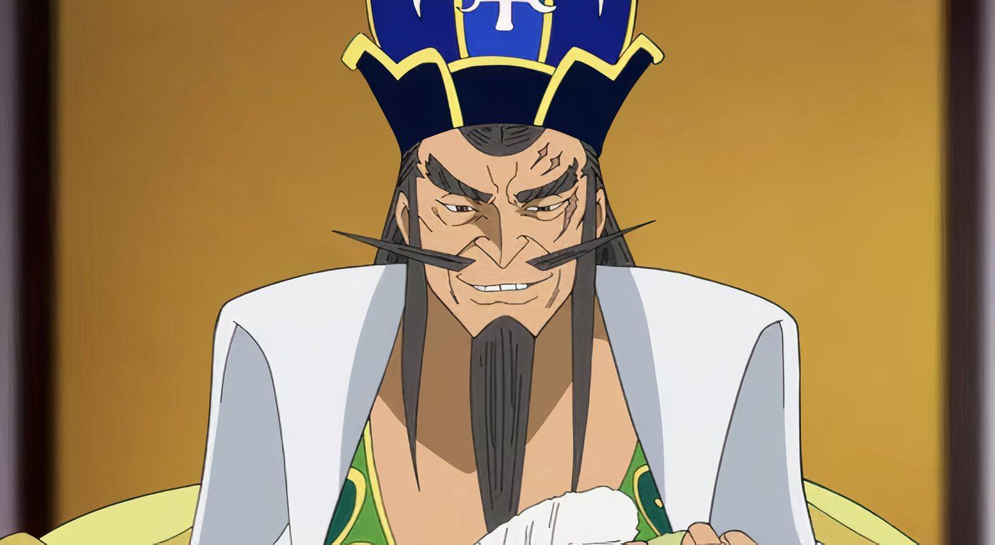 Komei with an evil grin in One Piece