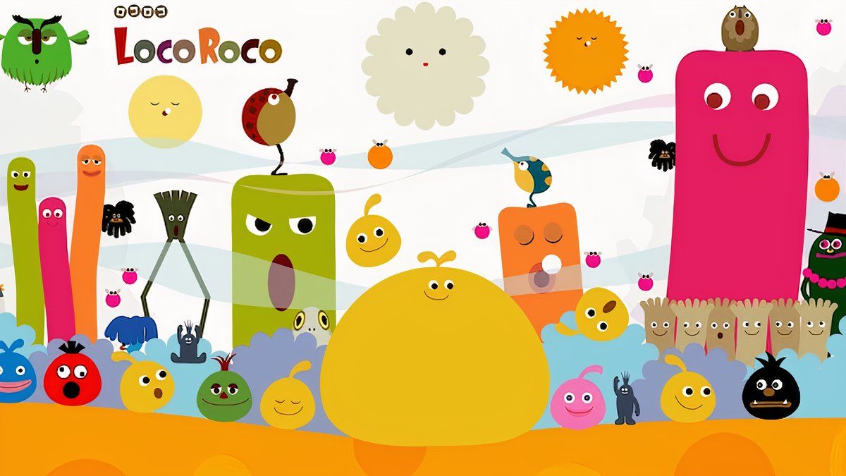 LocoRoco logo with colorful creatures