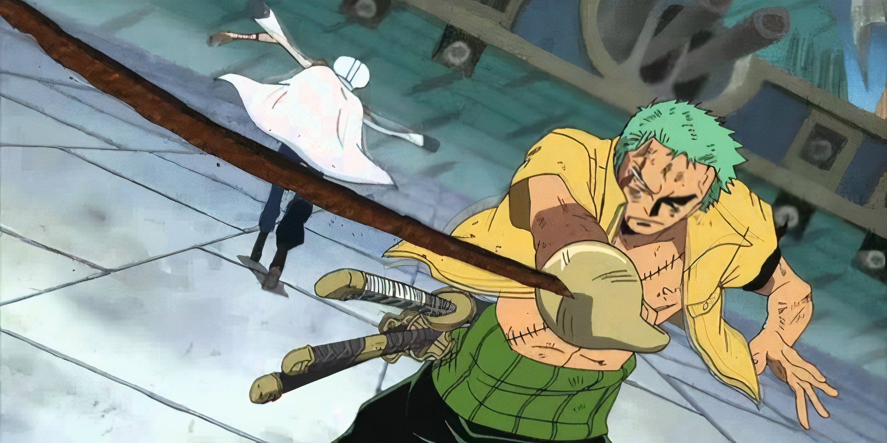 Captain Sgu destroys Zoro's Fruit with the Rust-Rust Fruit in One Piece.