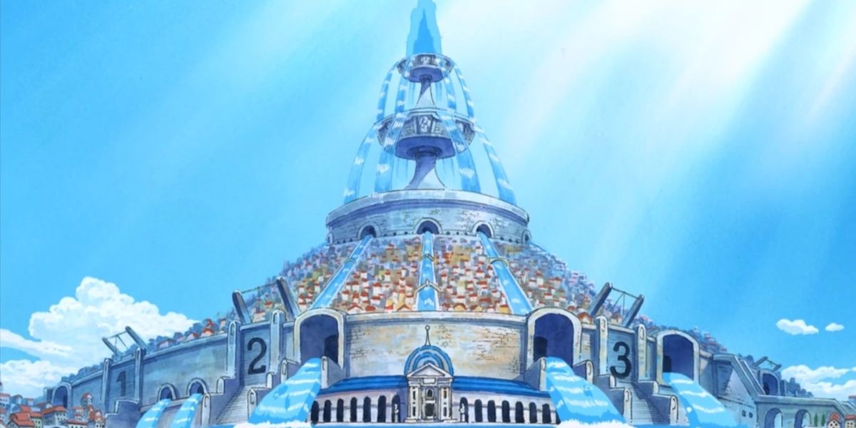 One Piece's Water 7 is pictured in daylight.