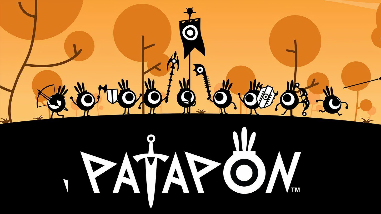 Patapon logo with Parapon holding weapons