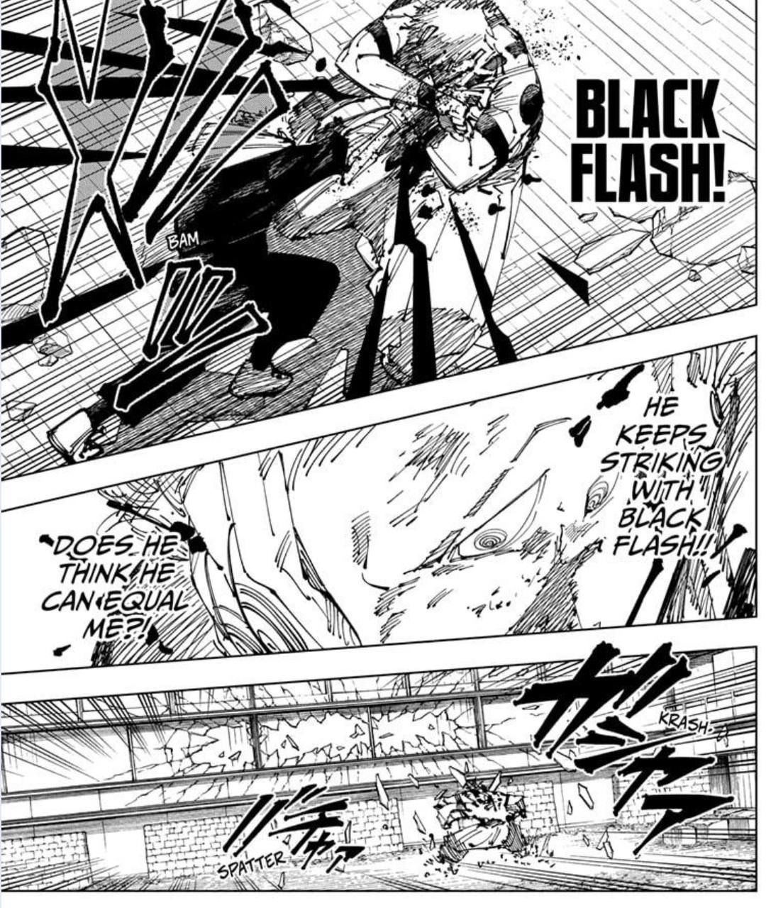 Itadori golpeando Sukuna com Black Flash