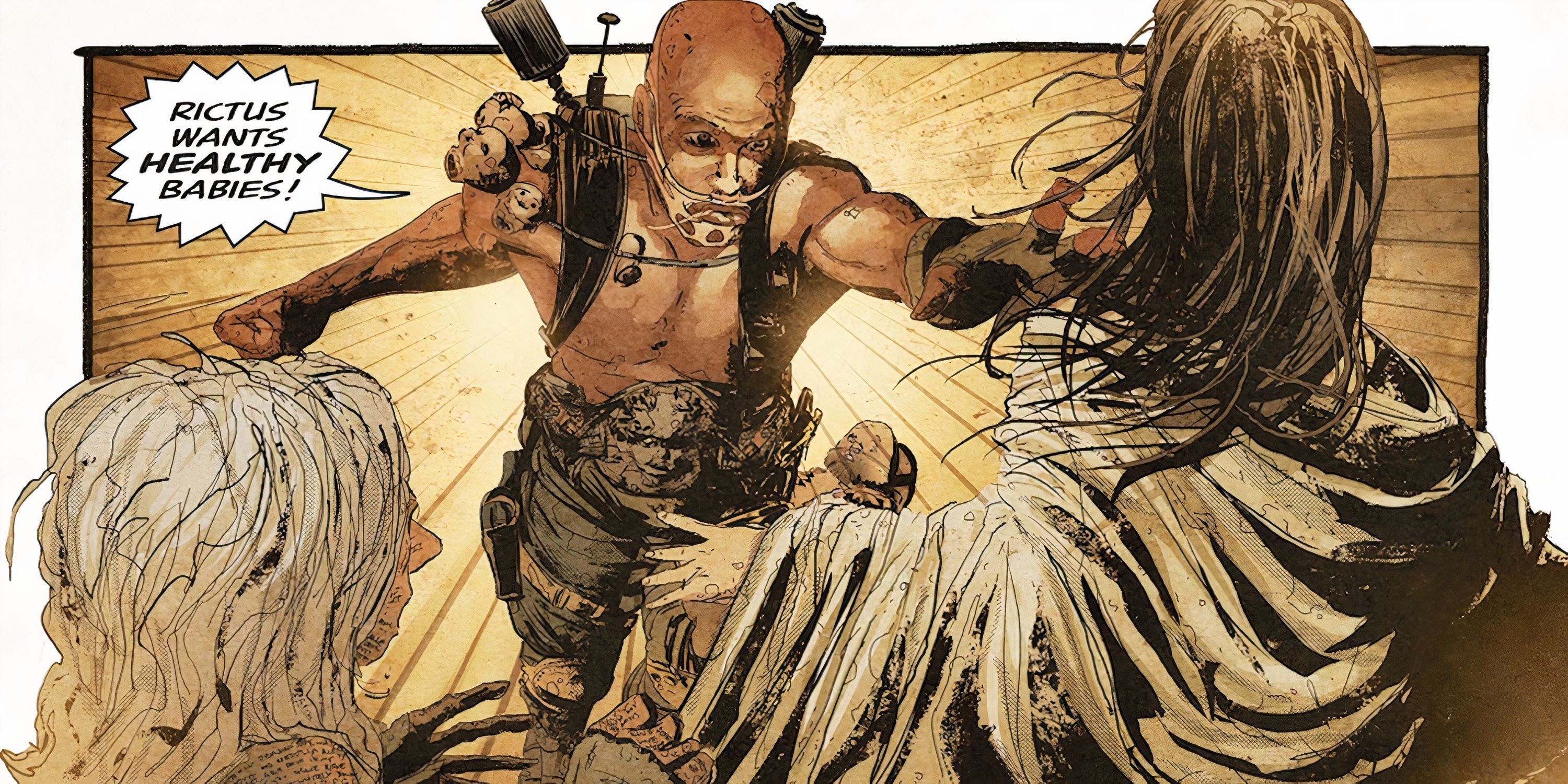 Rictus attacks Immortan Joe's wives in the Mad Max: Fury Road comic.