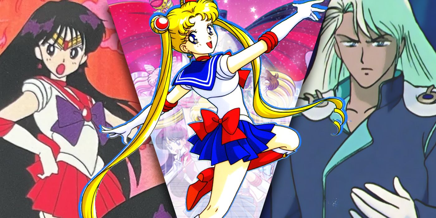 Split Images of Sailor Mars, Sailor Moon, and Kunzite