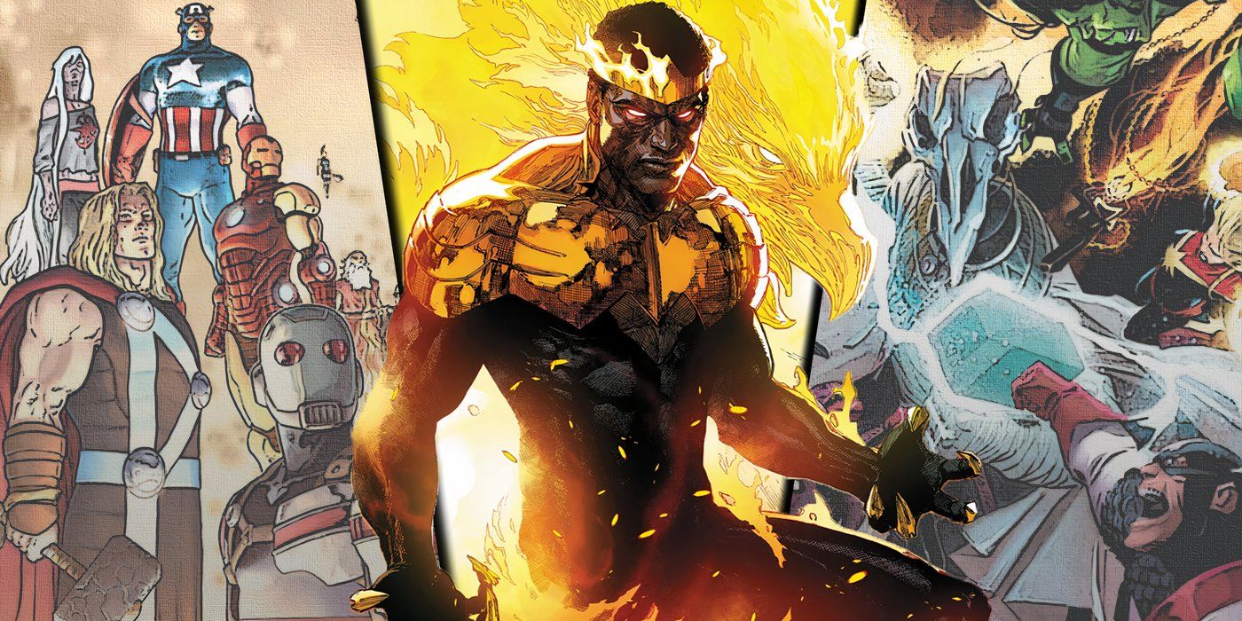 Split image of Black Panther as Phoenix with covers to the Avengers Assemble and Age of Khonshu events