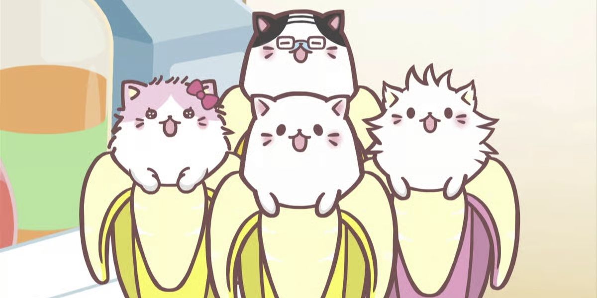 The main cats and kittens in the Bananya anime series