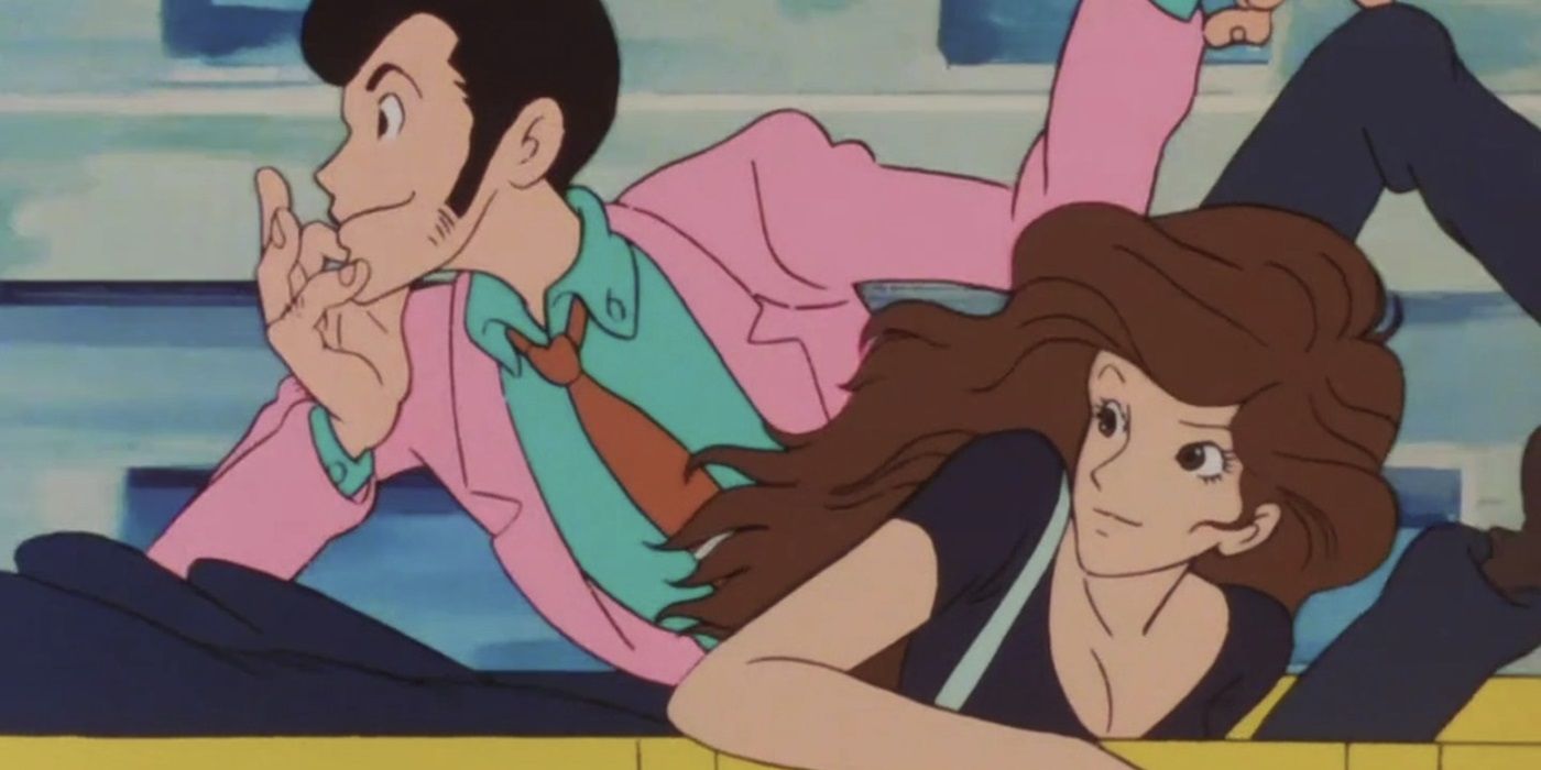 Lupin and Fujiko Mine in Lupin III Part 3 in a yellow car