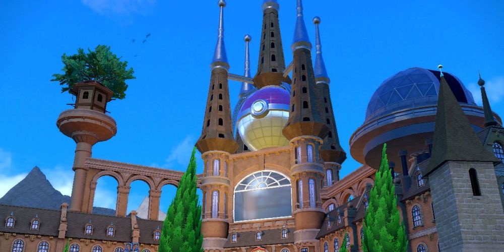 Academia Uva, contraparte de Pokémon Violet da Academia Naranja, durante o dia.