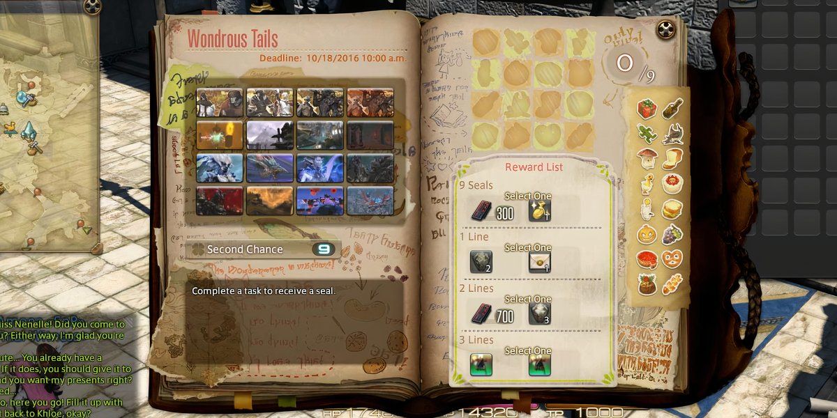 Wondrous Tails journal from 2016 in Final Fantasy XIV