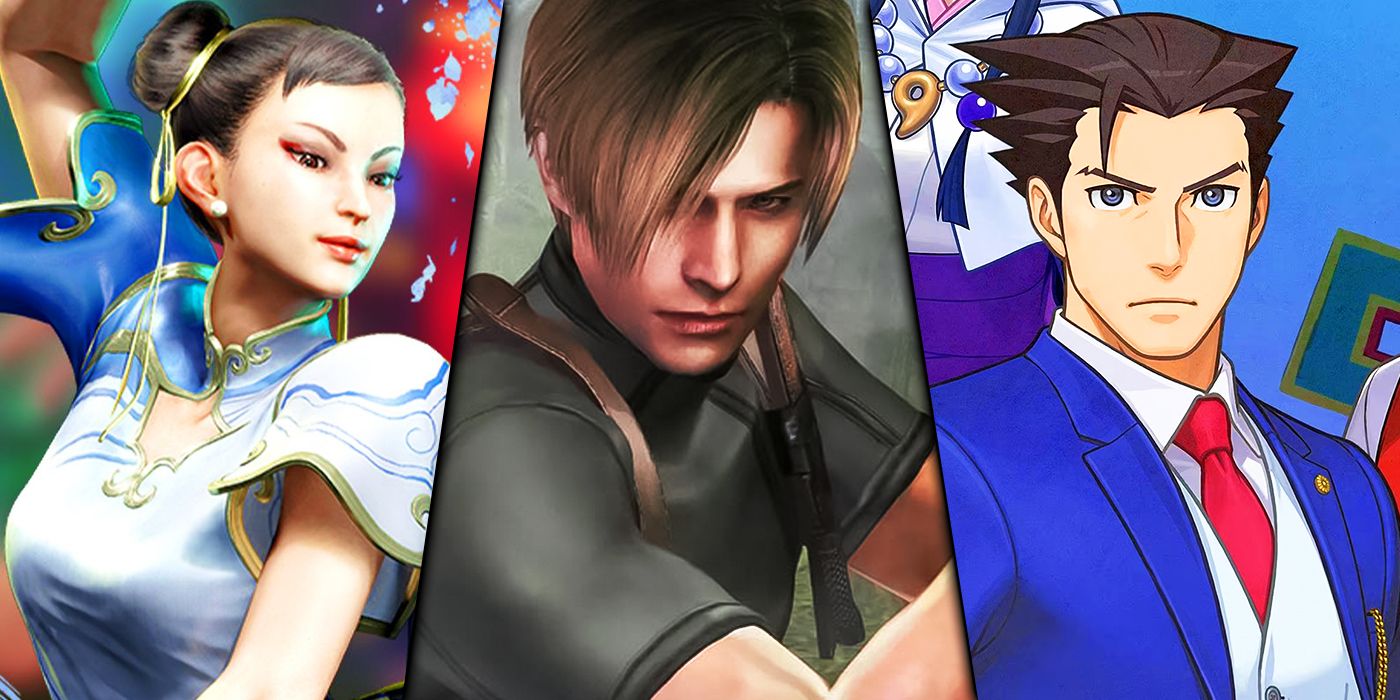 Chun-Li from Street Fighter, Leon Kennedy from Resident Evil 4, and Phoenix Wright from the Ace Attorney series