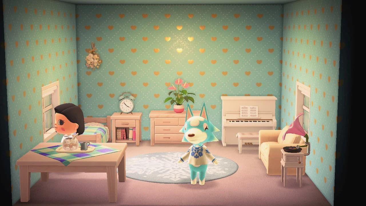 Animal Crossing New Horizons Skye dentro de sua casa