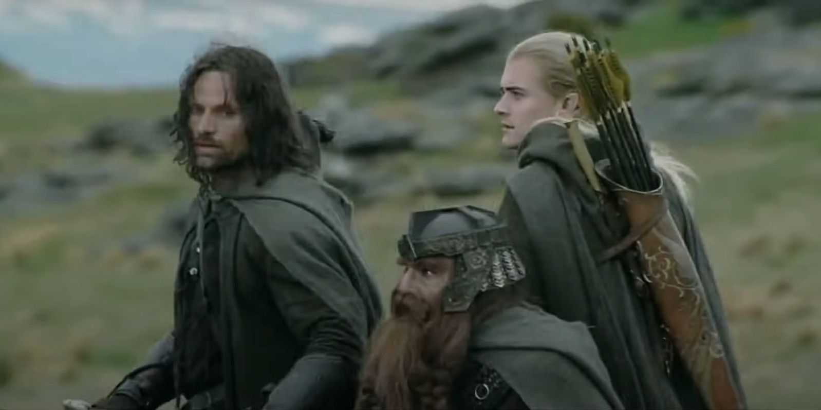 Aragorn, Gimli and Legolas are in Rohan from The Lord of the Rings: The Two Towers.