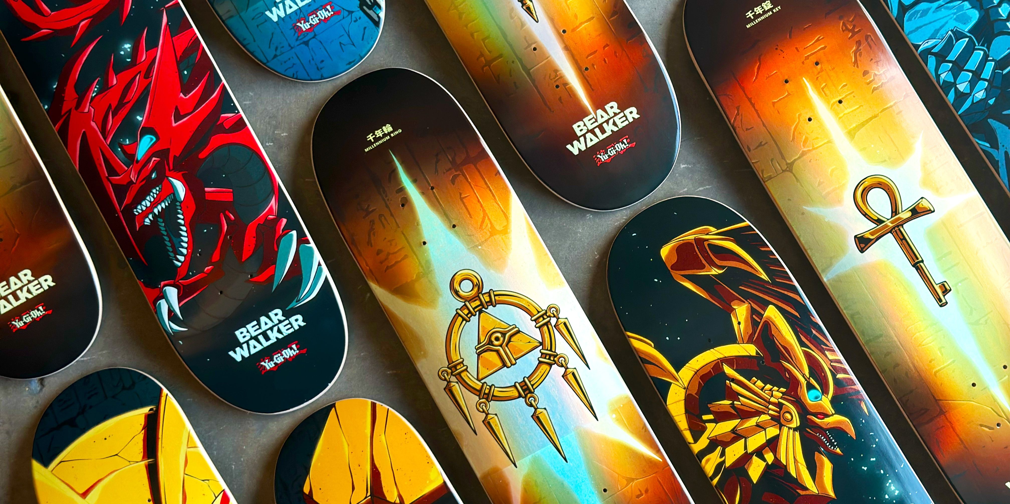 Bear Walker x Yu-Gi-Oh Skateboards with God Cards and Exodia