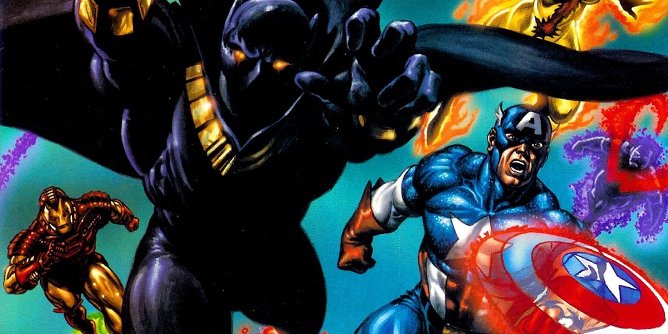 Black Panther runs into action with the Avengers