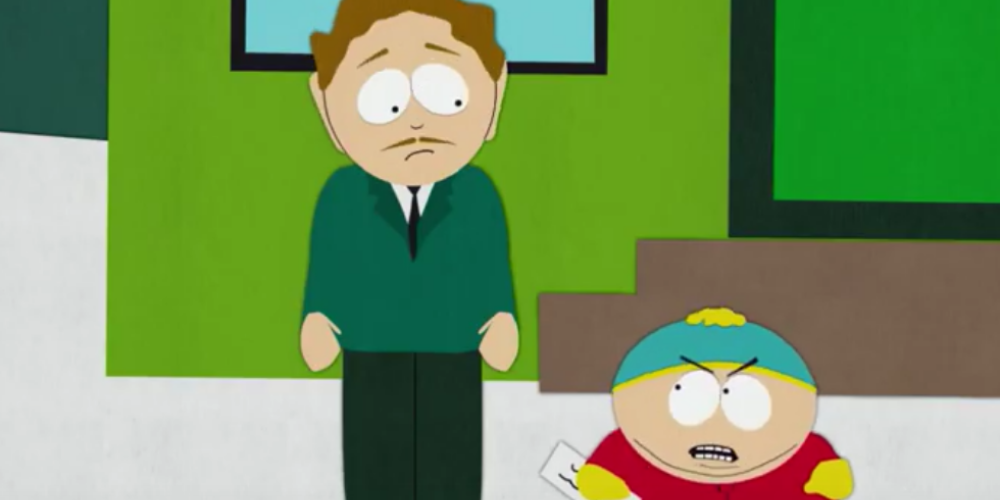 Eric Cartman está zangado porque o cineasta para quem ele vendeu os direitos do filme não lhe deu mais dinheiro no episódio 9 da 2ª temporada de South Park, intitulado "Bolas Salgadas De Chocolate Do Chef."