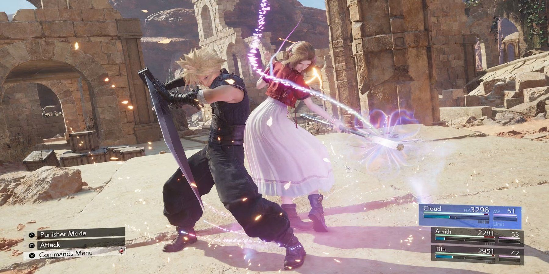 Cloud and Aerith perform a Synergy Attack in Final Fantasy VII Rebirth