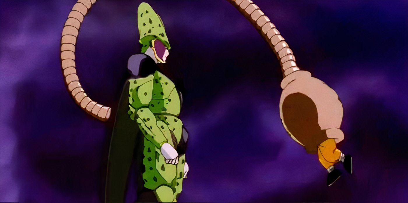 Cell absorbe a Goku y se convierte en Cell sobrecargado en Dragon Ball GT.