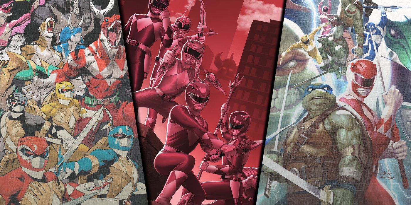 Shared image of the covers of the Power Rangers and TMNT comic crossover