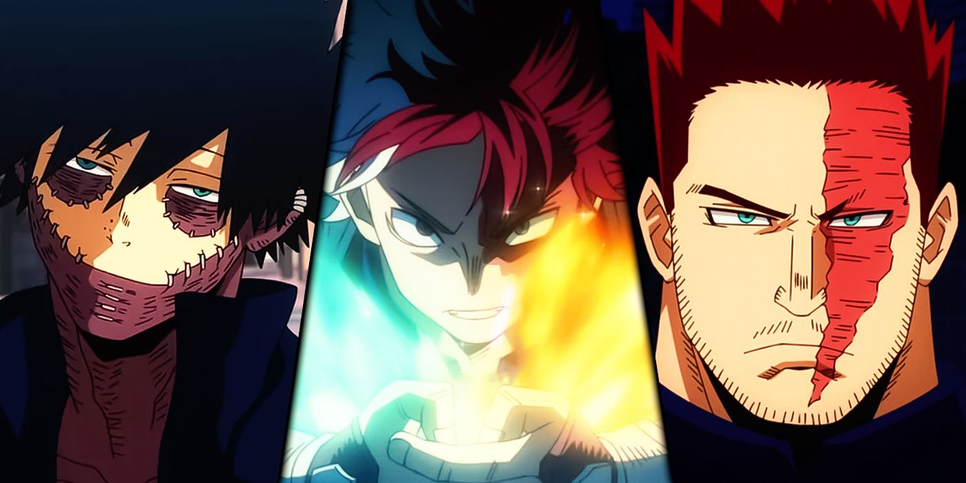 Dabi, Shoto and Enji from My Hero Academia