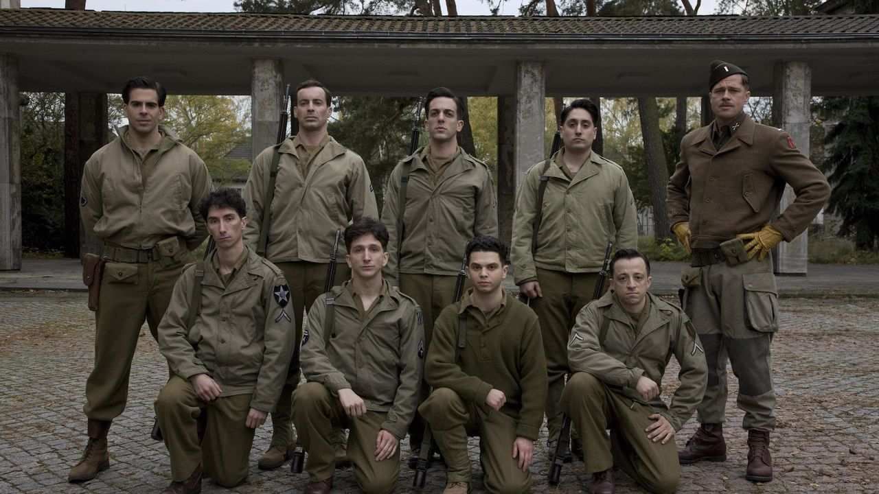 The Jewish soldiers pose for a photo in Inglourious Basterds.