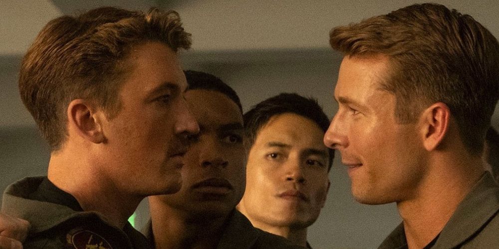 Jacinto, Miles Teller and Glen Powell in Top Gun Maverick 