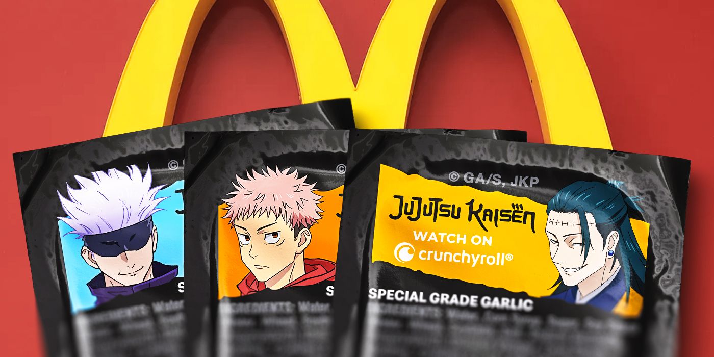 Yuji, Gojo and Geto on McDonald's Jujutsu Kaisen Special Grade Garlic Sauce packs