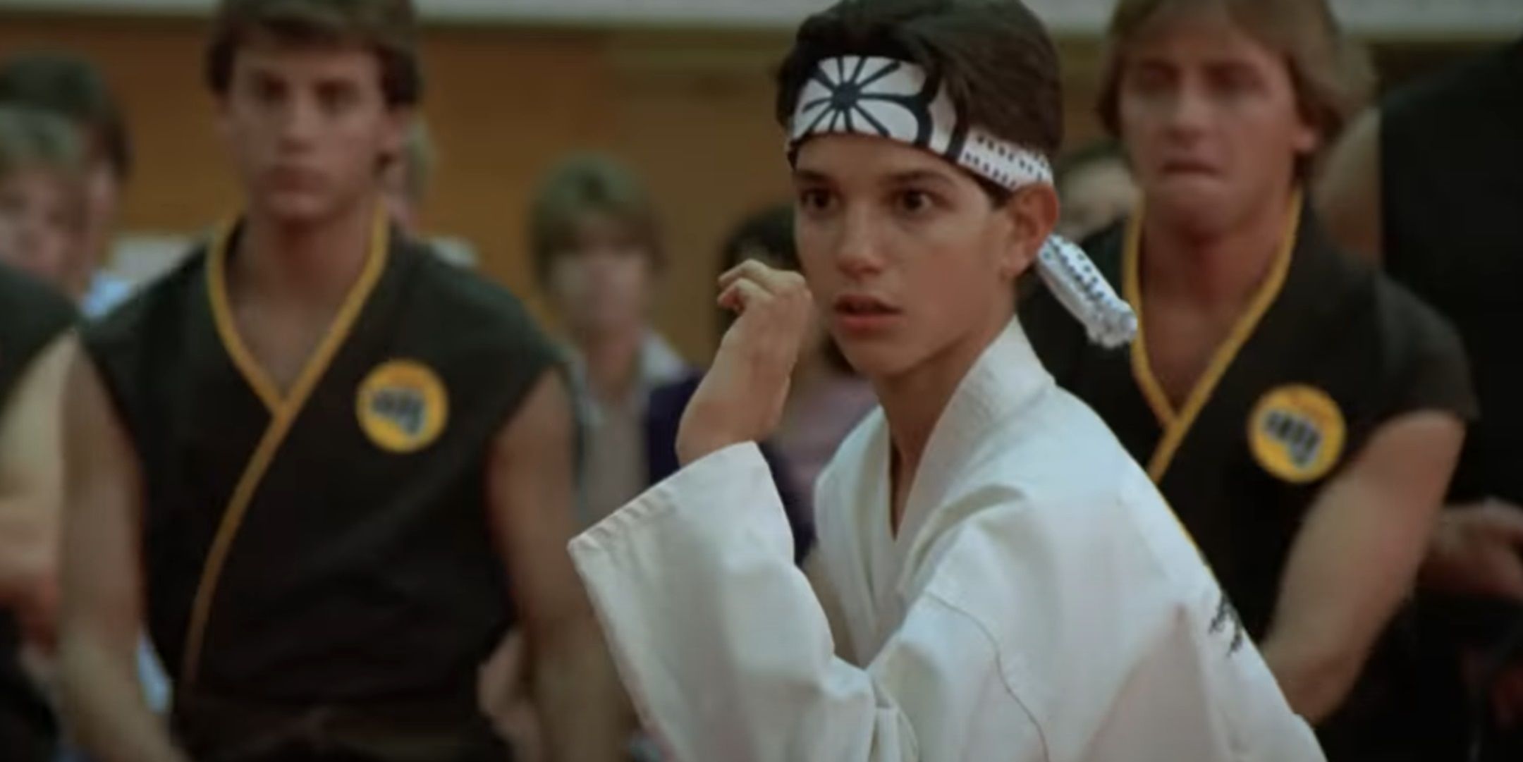 Daniel LaRusso fighting in the All-Valley Karate Tournament