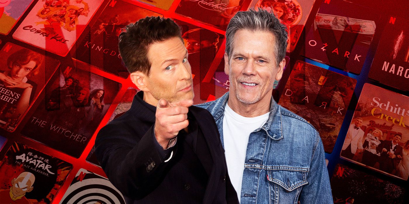 Kevin Bacon and Glenn Howerton with Netflix background