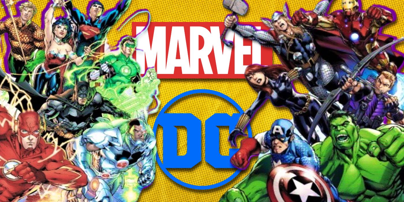 A picture shows the logos of Marvel and DC with their stars facing each other