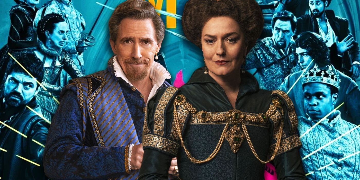 Lord Dudley (actor Rob Brydon) and Lady Frances Grey (actress Anna Chancellor) from My Lady Jane