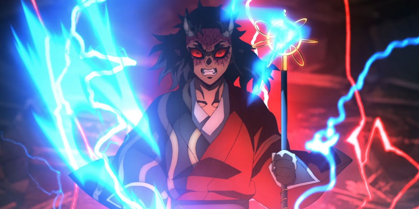 One of Hantengu's forms has lightning around him in Demon Slayer.