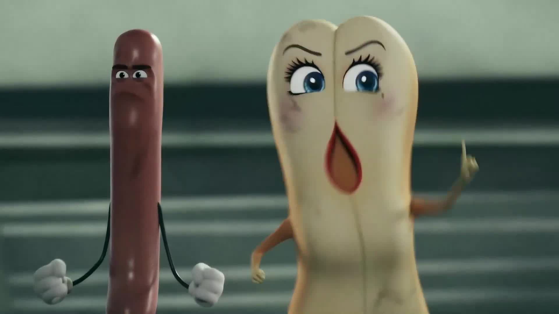 Sausage Party Foodtopia angry hot dog un