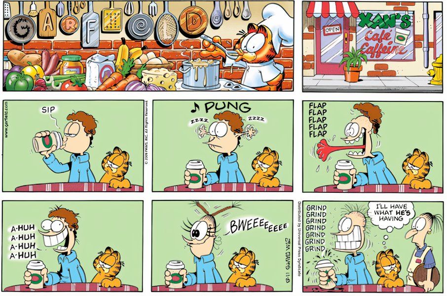 Jon Arbuckle se vuelve loco por el café