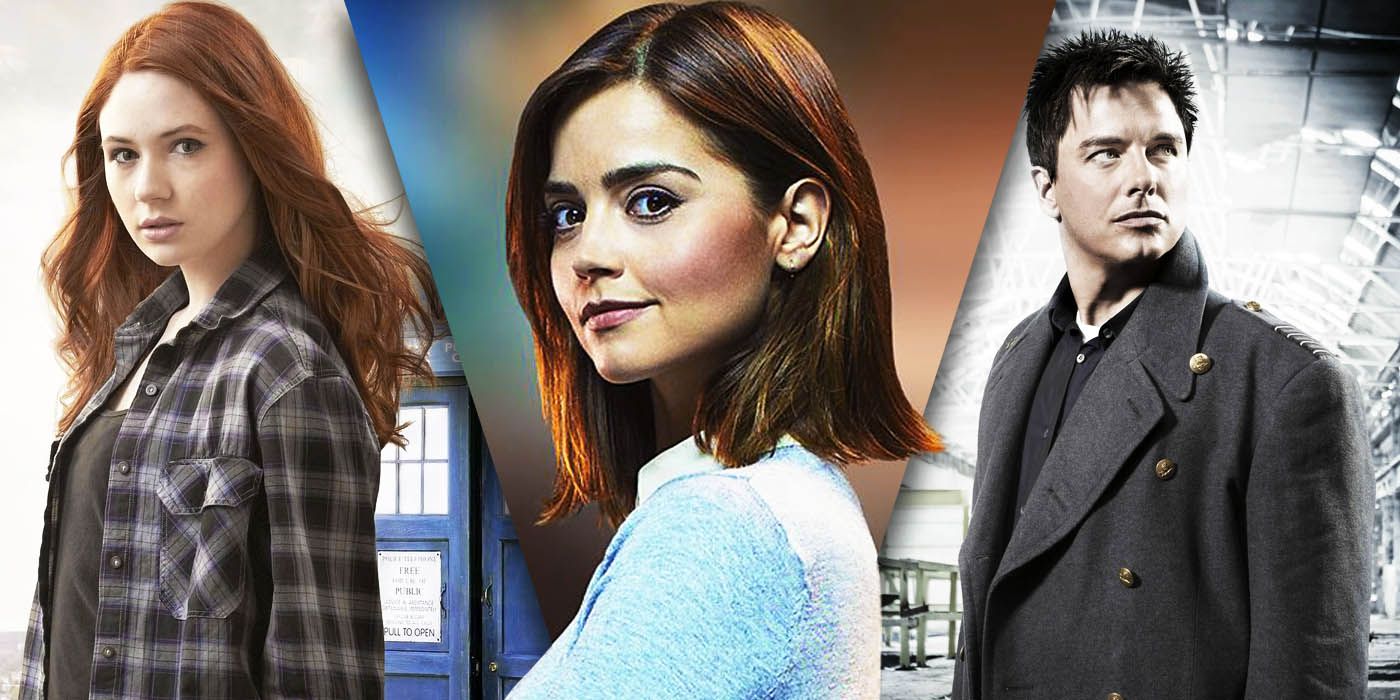 split image of Amy Pond, Clara Oswald, and Jack Harkness