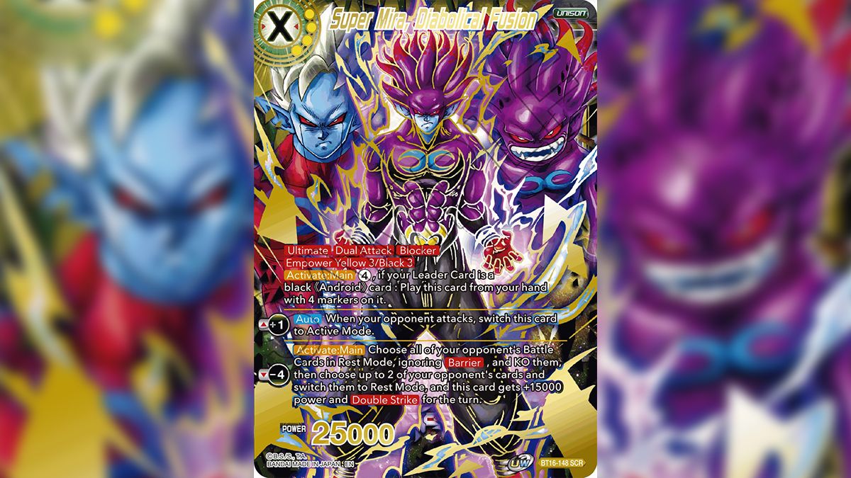 Arte del juego de cartas Dragon Ball Super de Super Mira, Diabolical Fusion.