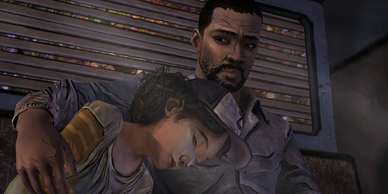 Lee consoles Clementine.