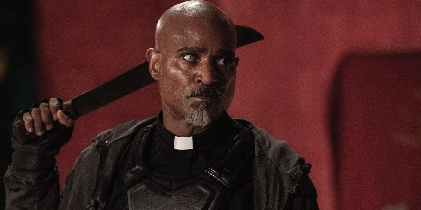 Gabriel Stokes holding a machete on The Walking Dead