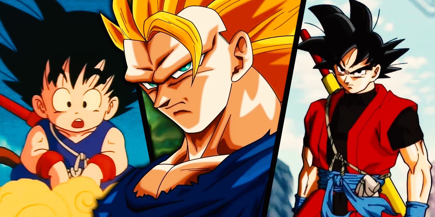 Kid Goku, Super Saiyan 3 Goku y Xeno Goku de la franquicia Dragon Ball