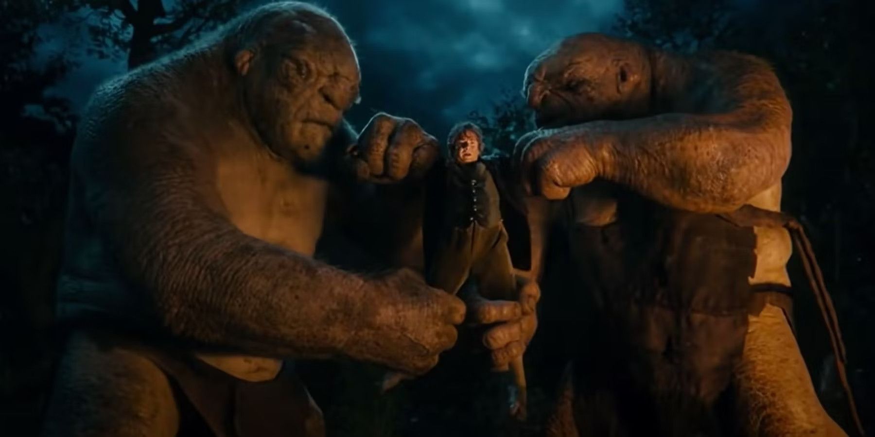 Trolls holding Bilbo in The Hobbit: An Unexpected Journey