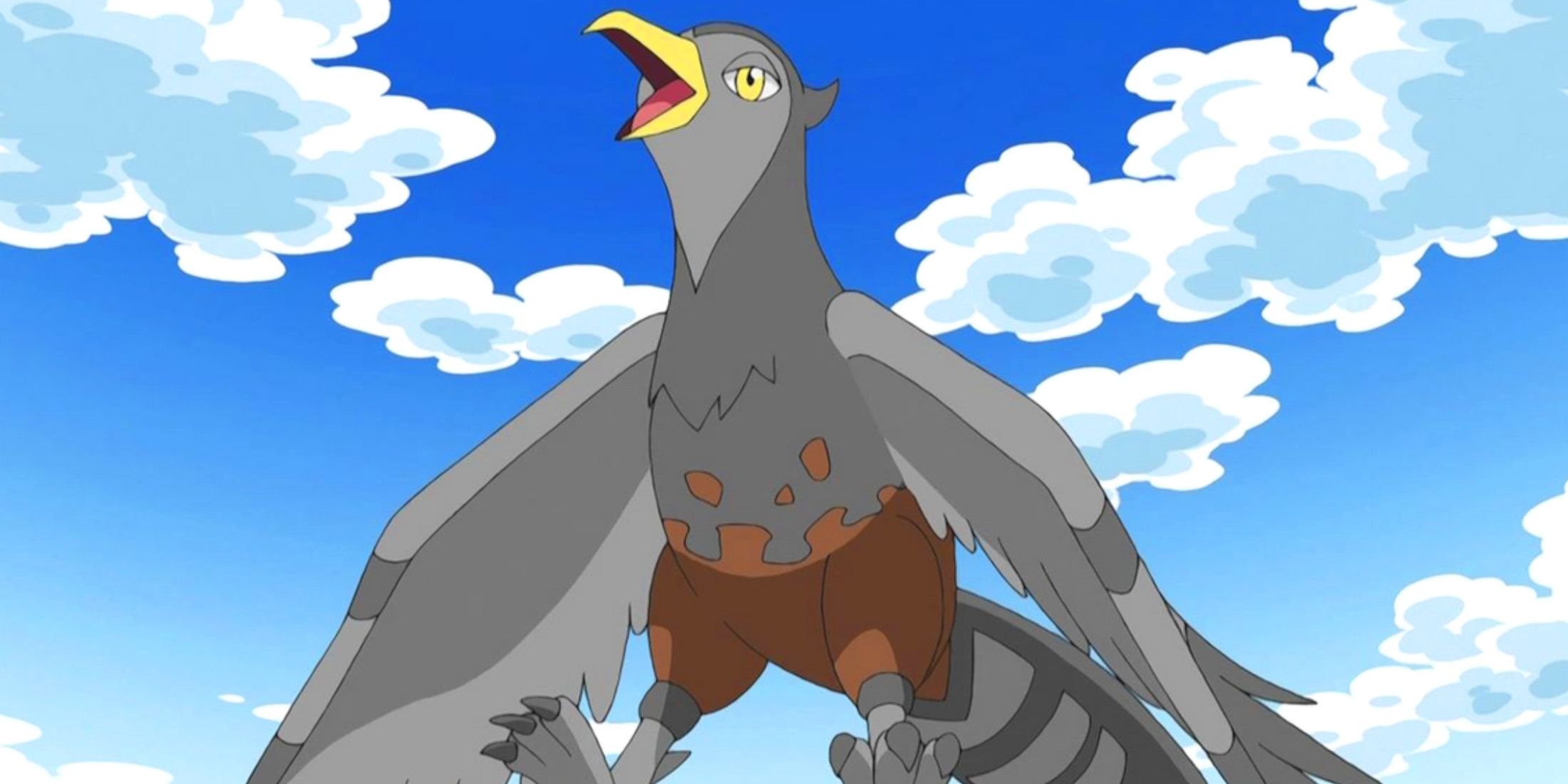 Ash's Unfezant flies in the Pokémon anime.