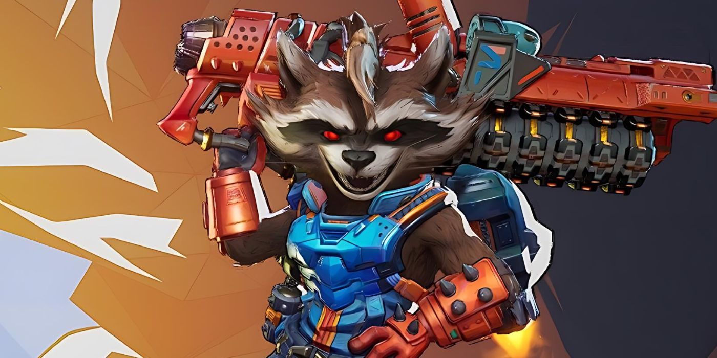 Guardian of the Galaxy's Rocket Raccoon poses on his profile in Marvel Rivals.